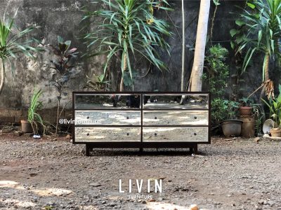 Bufet TV Jati Laci Kaca Klasik Minimalis