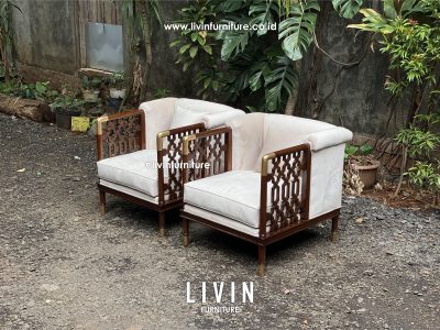 Kursi Sofa Jati 1 Dudukan Modern Minimalis Caracole