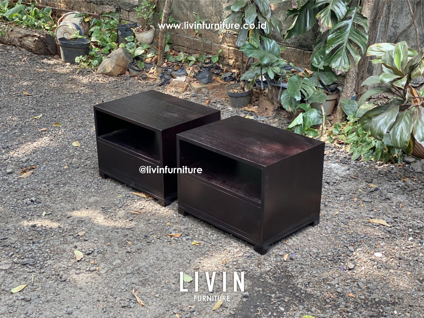 Nakas Jati Black Woodstain Modern Minimalis