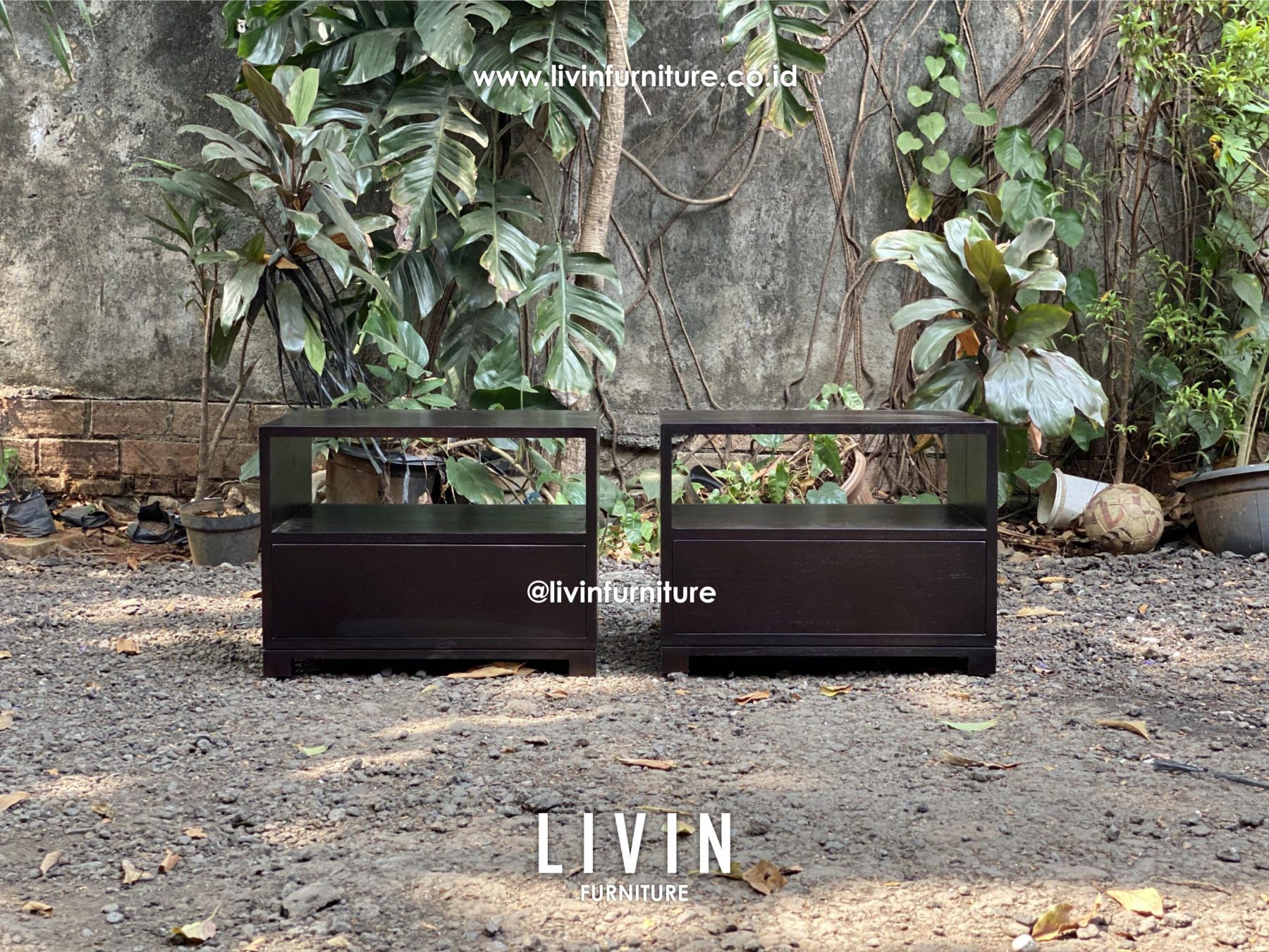 Nakas Jati Black Woodstain Modern Minimalis