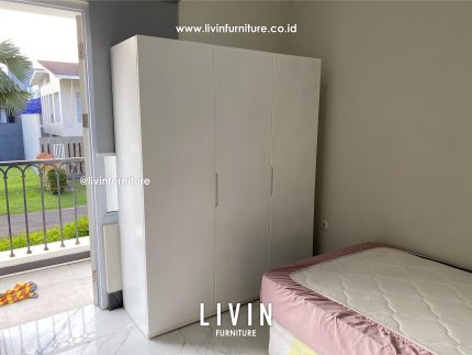 Lemari Pakaian 3 Pintu Duco Putih Minimalis Modern