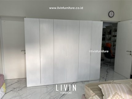 Lemari Pakaian 6 Pintu Duco Putih Modern Minimalis