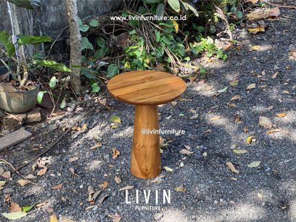 Meja Kopi Bundar Jati Solid Modern Minimalis