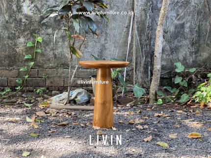 Meja Kopi Bundar Jati Solid Modern Minimalis