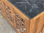 Bufet Jati Klasik Marmer Hitam 4 Pintu Modern Minimalis