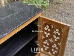 Bufet Jati Klasik Marmer Hitam 4 Pintu Modern Minimalis
