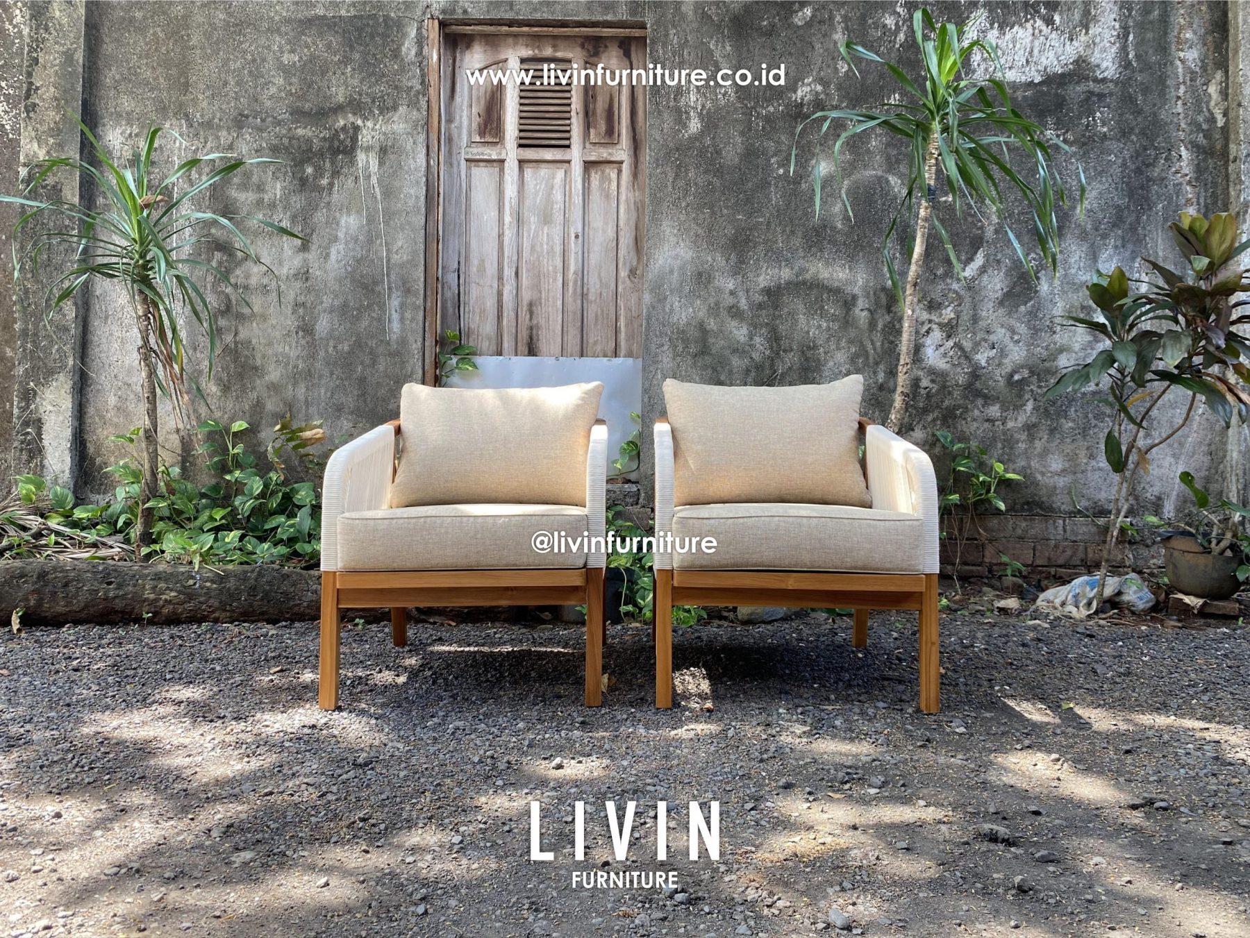 Kursi Sofa Single Seater Jati Tali Rope Modern Mewah Minimalis