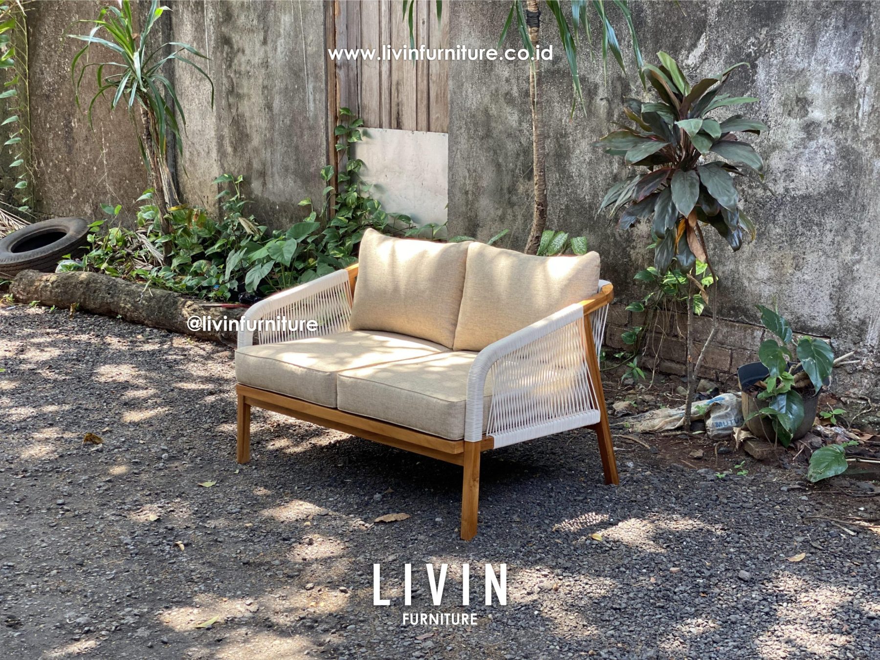 Kursi Sofa 2 Seater Jati Tali Rope Modern Mewah Minimalis
