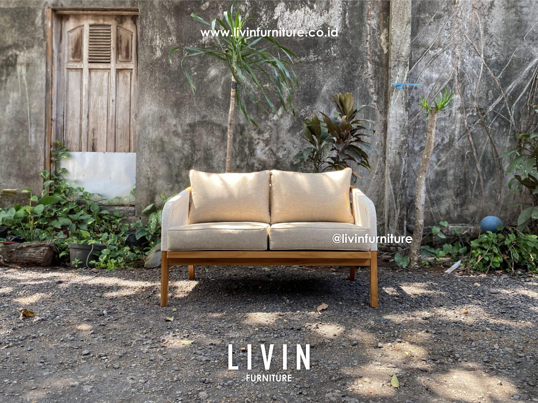 Kursi Sofa 2 Seater Jati Tali Rope Modern Mewah Minimalis