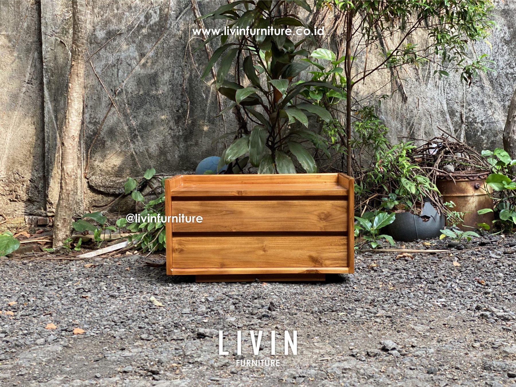 Nakas Jati Klasik 2 Laci Modern Minimalis