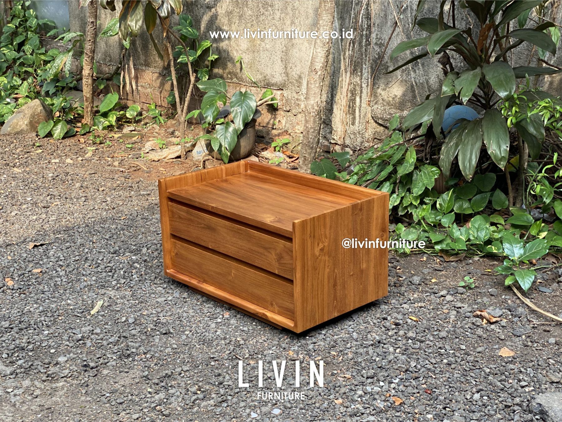 Nakas Jati Klasik 2 Laci Modern Minimalis