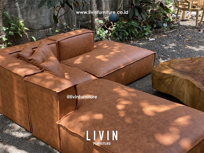 Sofa Leter L Meja Trembesi Mewah Modern Minimalis