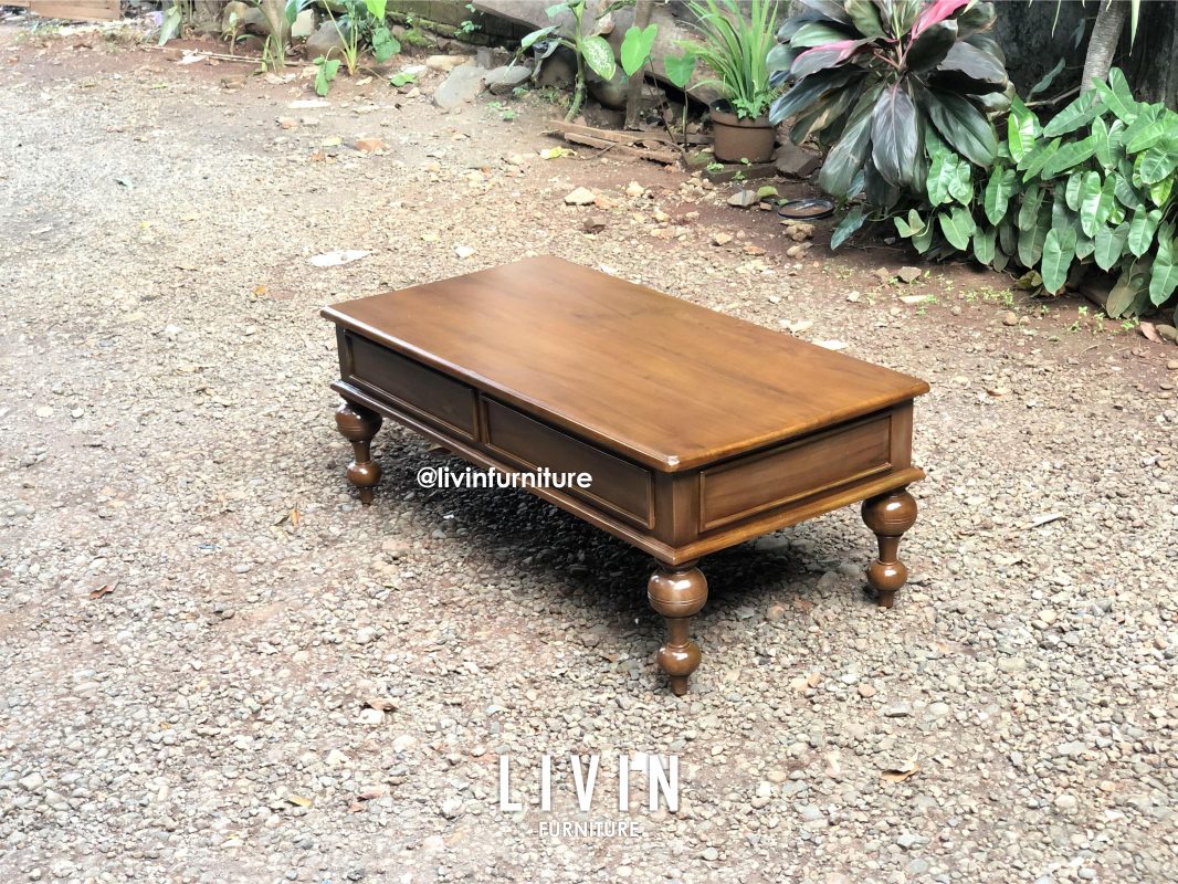 Meja Tamu Jati Klasik 2 Laci Minimalis