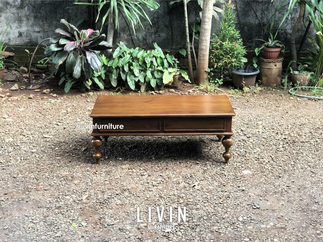 Meja Tamu Jati Klasik 2 Laci Minimalis