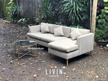 Sofa Tamu Leter L Jati Meja Bundar Modern Minimalis