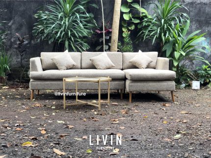 Sofa Tamu Leter L Jati Meja Bundar Modern Minimalis