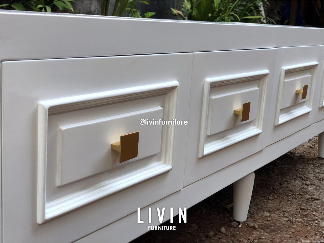 Meja TV Putih Duco Minimalis 4 Laci Modern