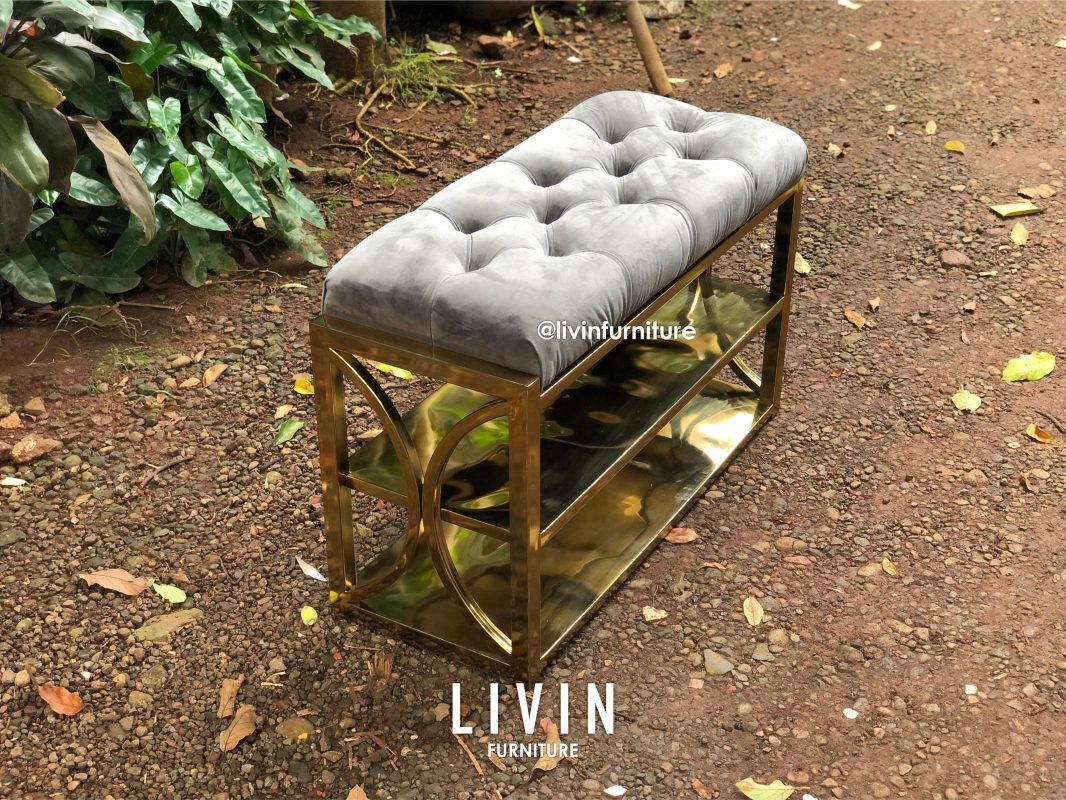 Rak Sepatu Stainless Gold Sofa Modern Mewah