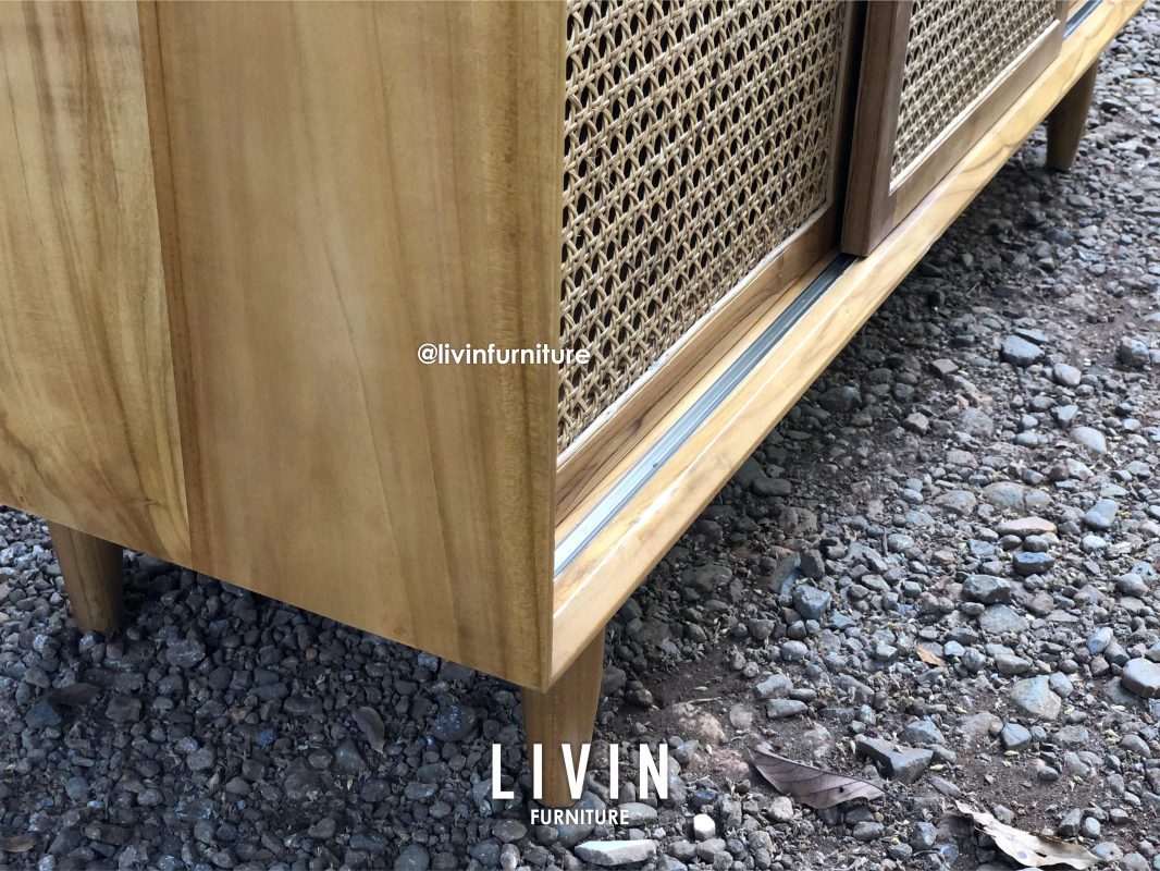 Bufet Jati Rotan 3 Pintu 3 Laci Klasik Minimalis