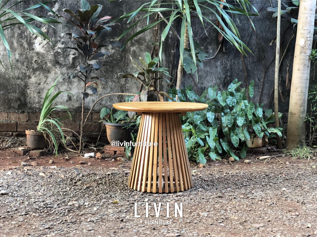 Meja Tamu Jati Klasik Bulat Minimalis