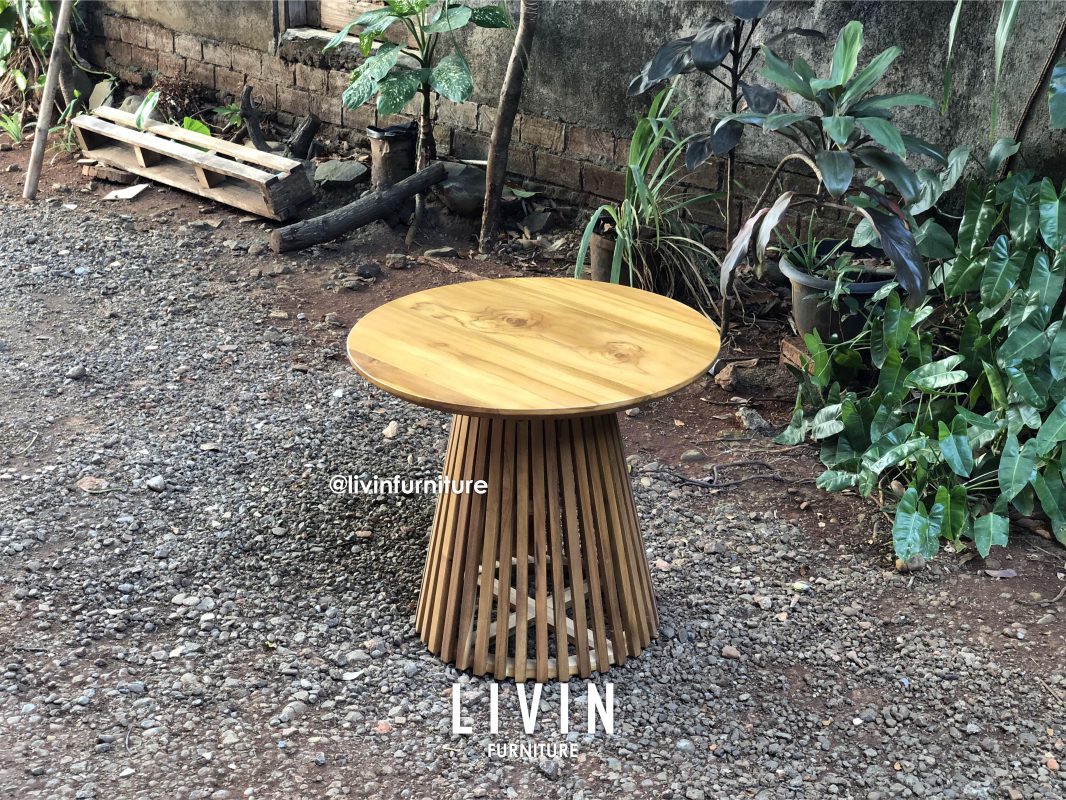 Meja Tamu Jati Klasik Bulat Minimalis