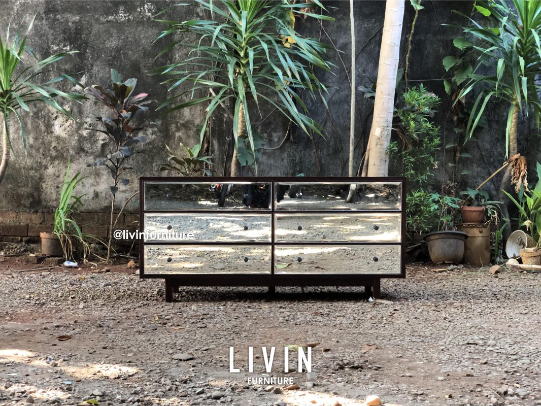 Bufet Jati 6 Pintu Kaca Klasik Modern Minimalis