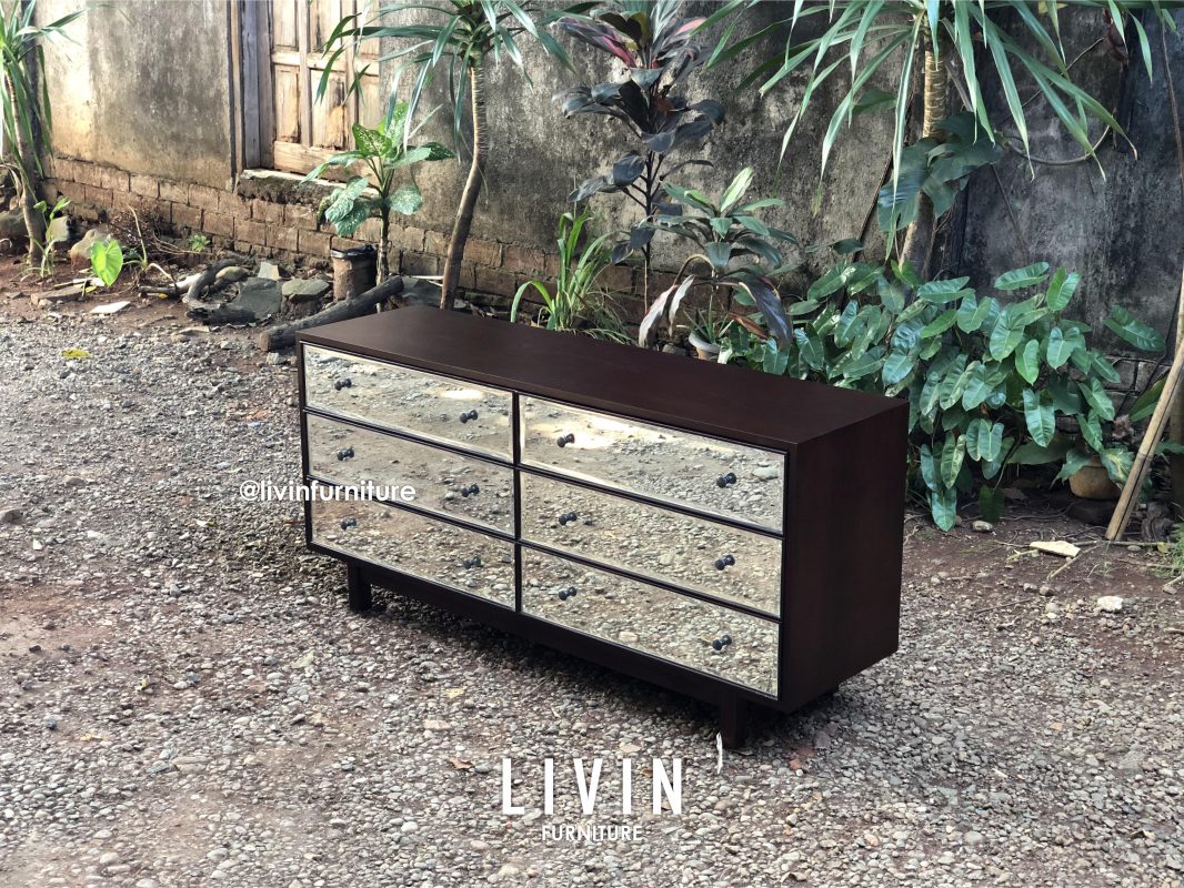 Bufet Jati 6 Pintu Kaca Klasik Modern Minimalis