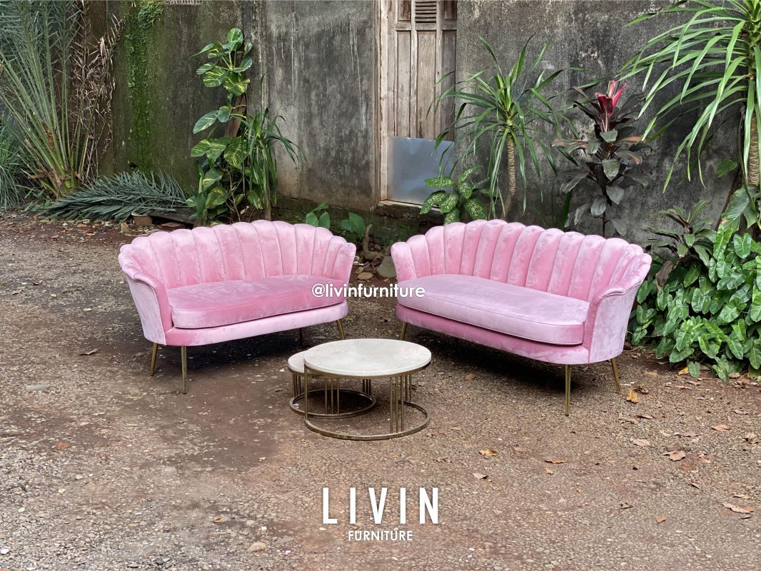 Sofa Tamu Set Kerang Meja Stainless Modern Mewah