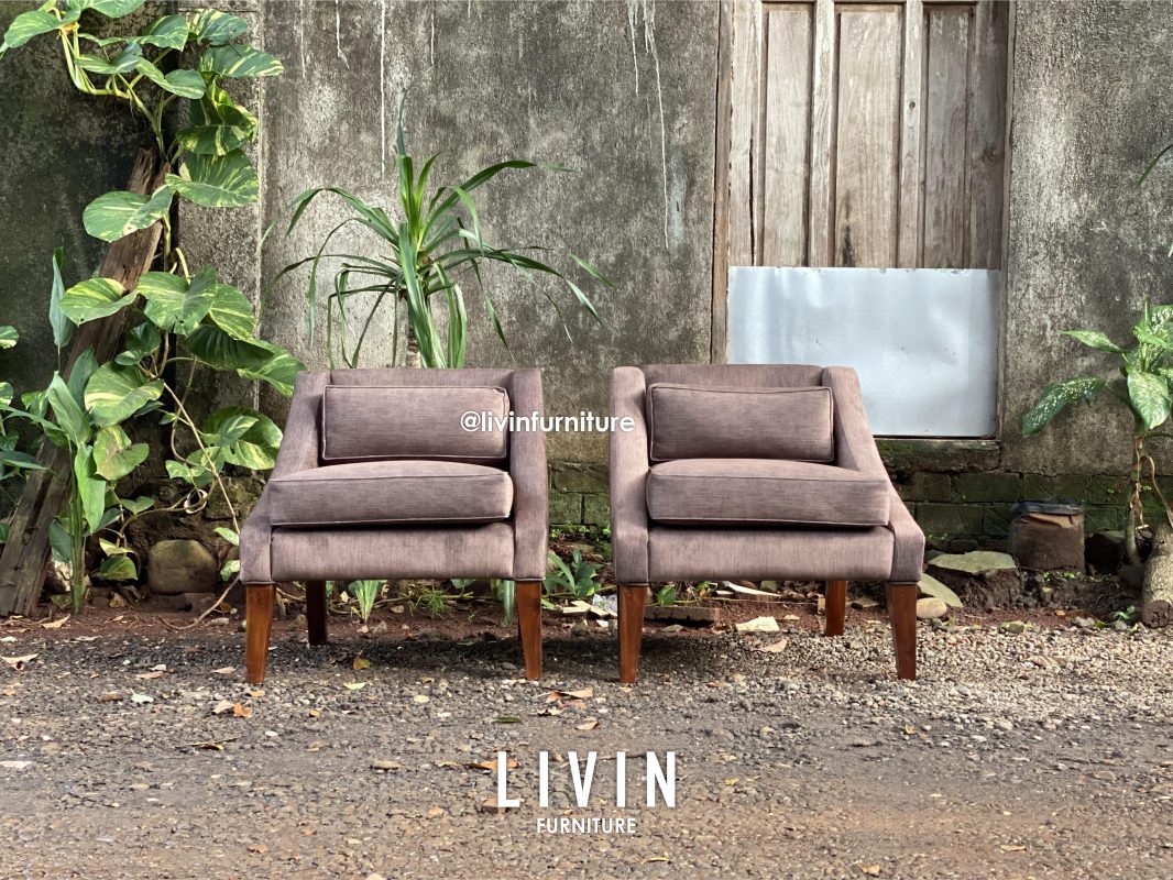 Kursi Sofa Jati Single Seater Coklat Modern Minimalis