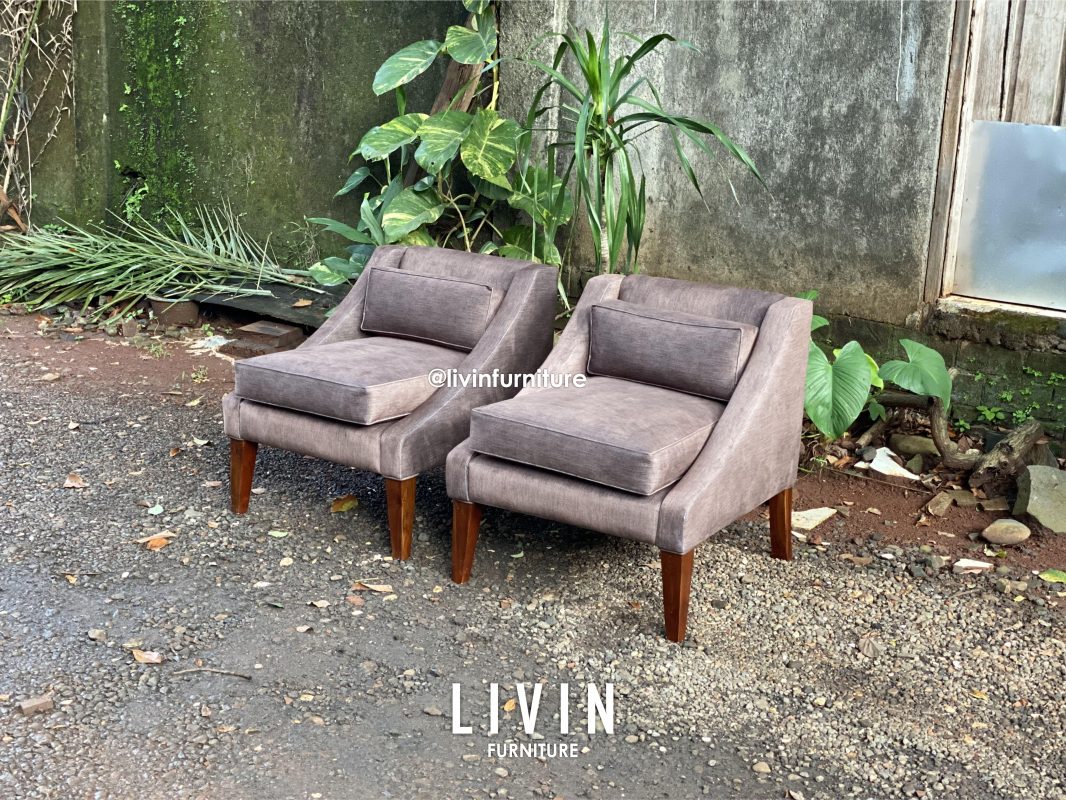 Kursi Sofa Jati Single Seater Coklat Modern Minimalis