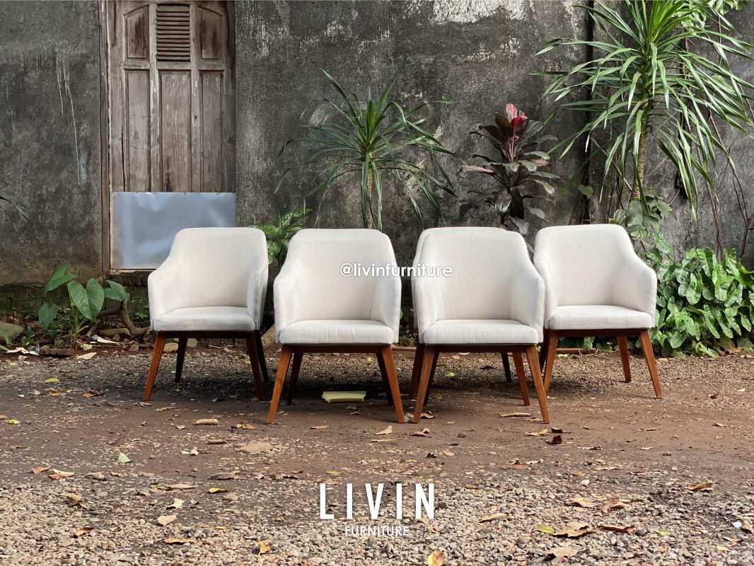 Kursi Makan Jati Sofa Cream Modern Minimalis