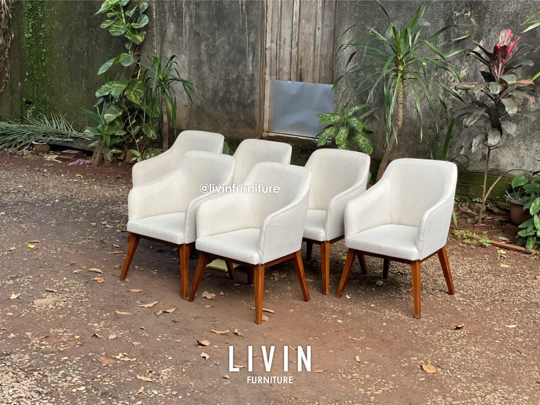 Kursi Makan Jati Sofa Cream Modern Minimalis