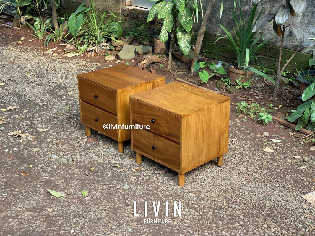 Nakas Jati 2 Laci Klasik Modern Minimalis