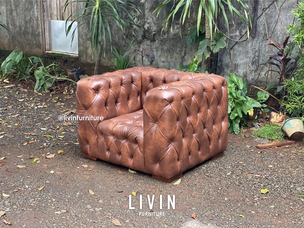 Sofa Chesterfield Single Seater Klasik Modern Mewah