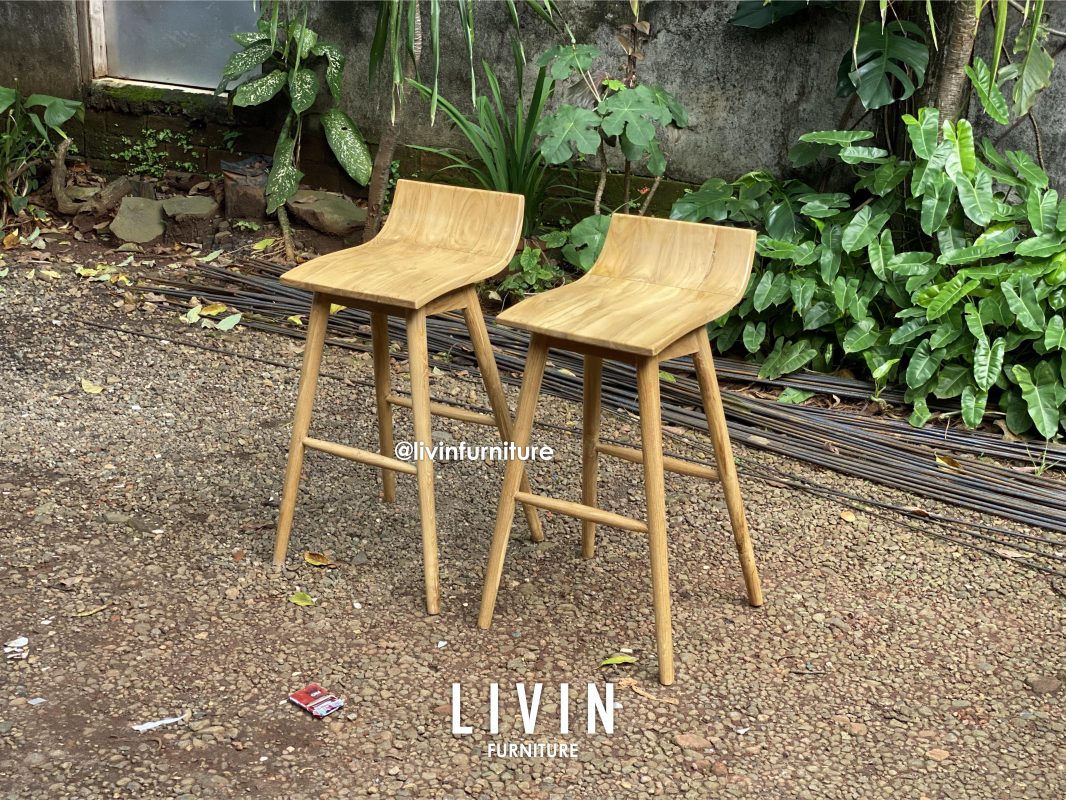 Kursi Bar Jati Lengkung Japandi Modern Minimalis