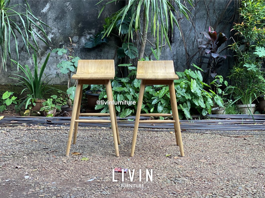 Kursi Bar Jati Lengkung Japandi Modern Minimalis