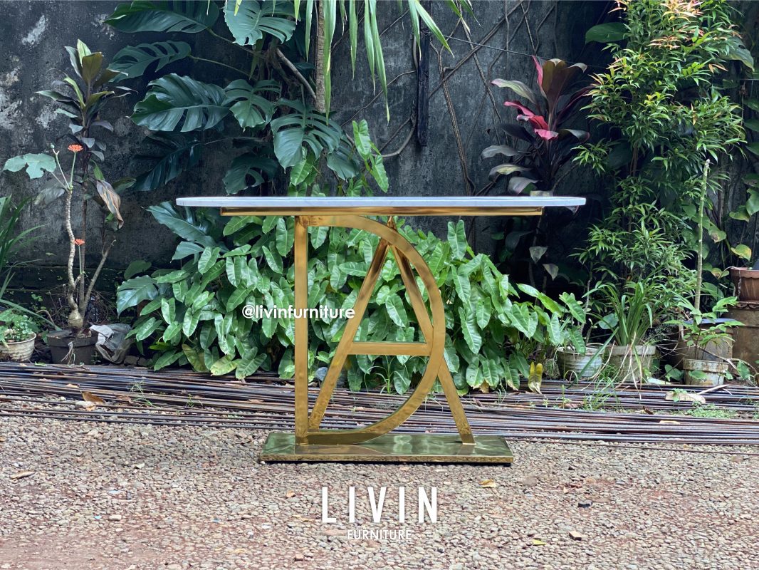 Meja Foyer Stainless Marmer Mewah Modern Minimalis