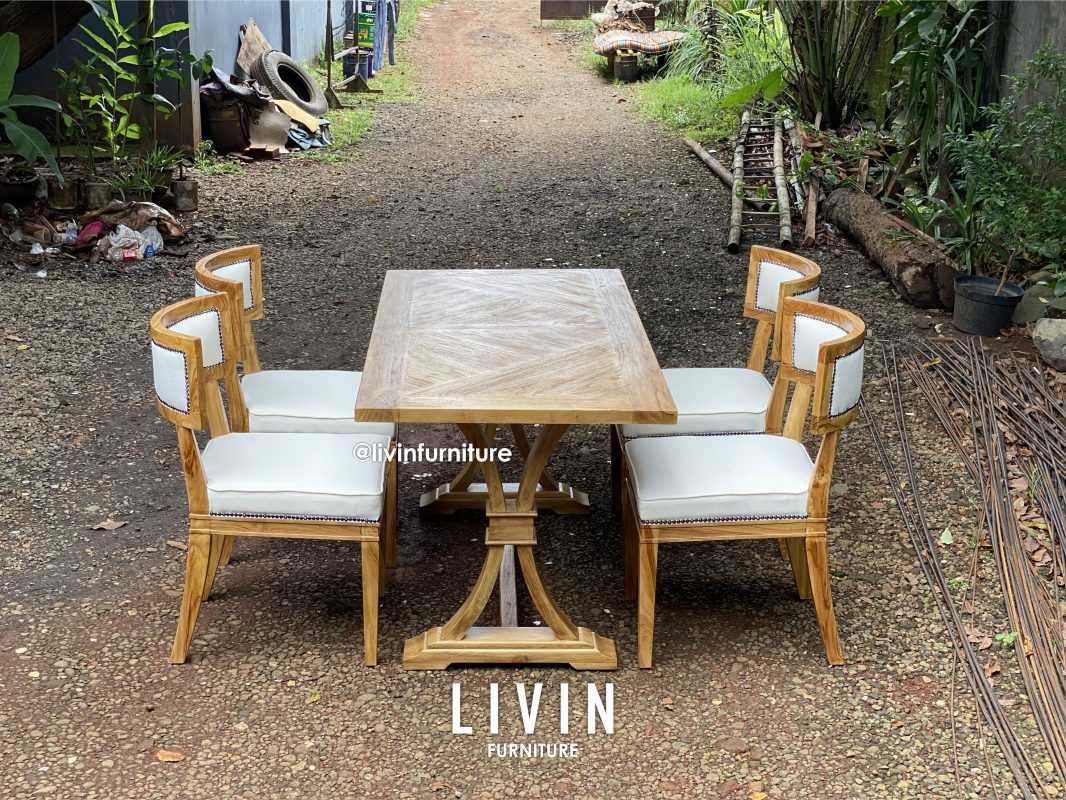 Meja Makan Set Jati 4 Kursi Klasik Modern Minimalis