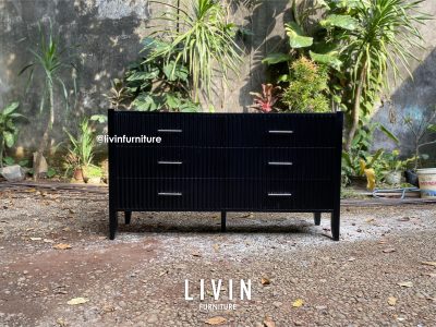 Bufet Hitam Salur 6 Laci Modern Minimalis