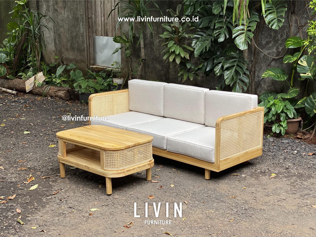Kursi Tamu Sofa Set Jati Rotan Modern Minimalis