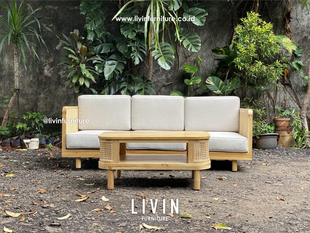 Kursi Tamu Sofa Set Jati Rotan Modern Minimalis