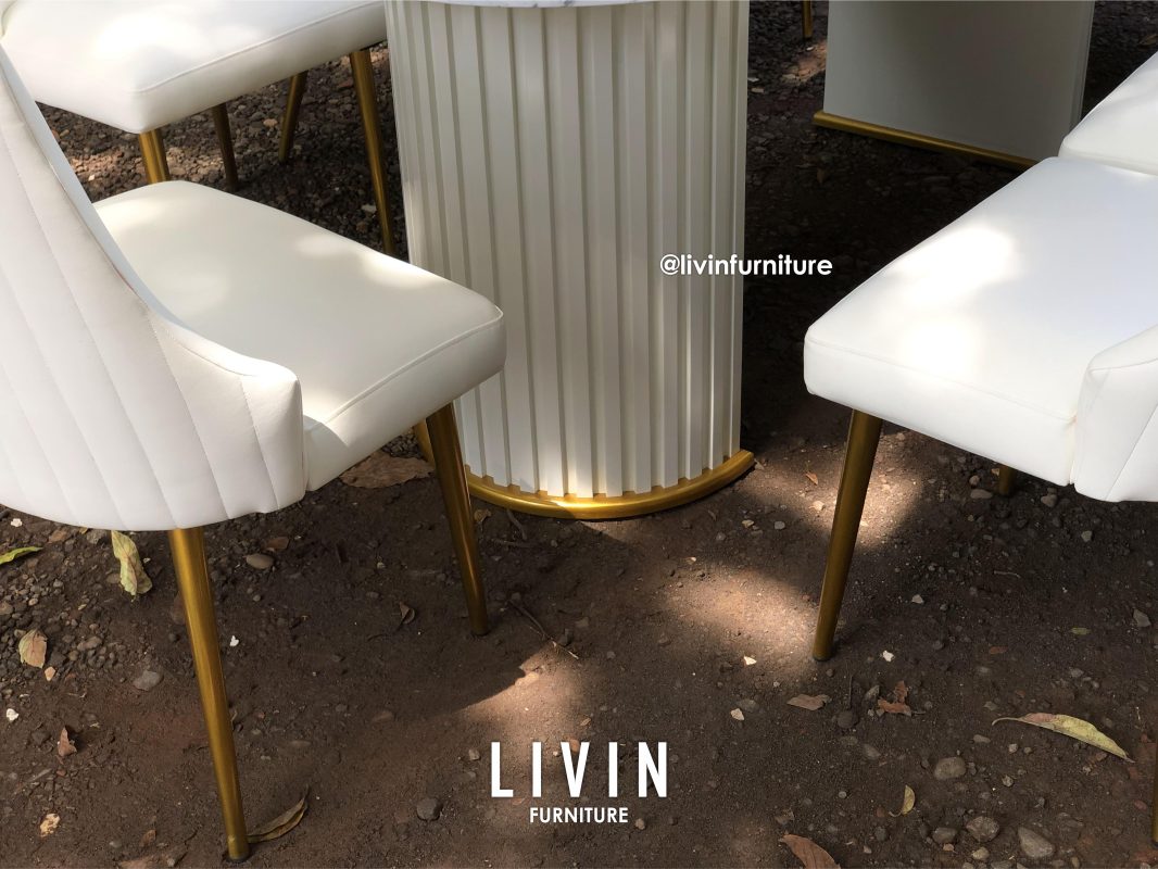 Meja Makan 8 Kursi Marmer Putih Modern Mewah