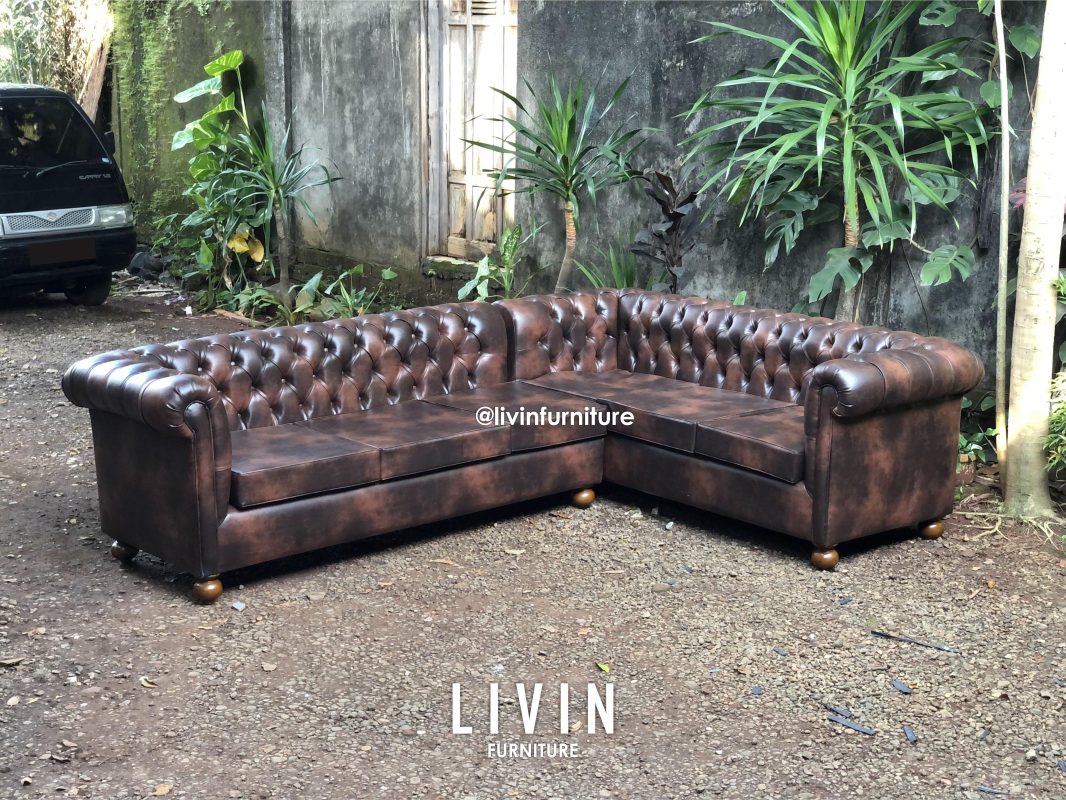 Sofa Tamu Chester Sudut Klasik Modern Mewah