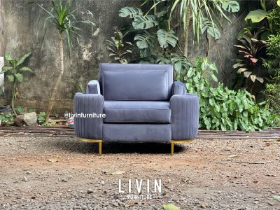 Sofa Tamu Single Luxury Abu Abu Modern Mewah