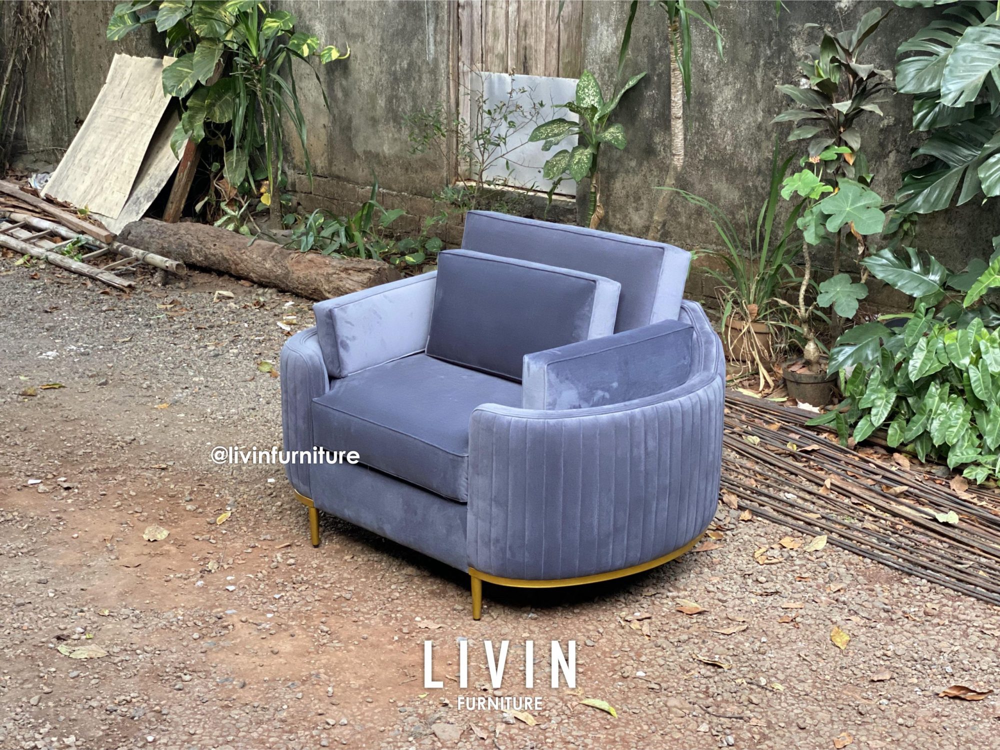 Sofa Tamu Single Luxury Abu Abu Modern Mewah Sofa Tamu Single Luxury Abu Abu Modern Mewah