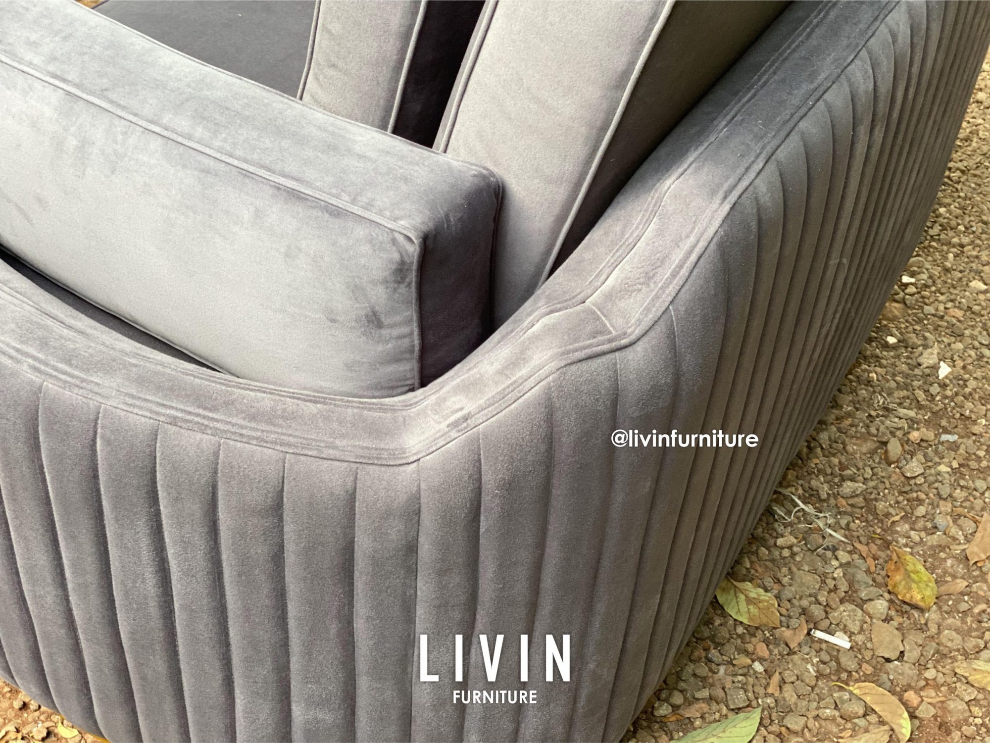 Sofa Tamu Single Luxury Abu Abu Modern Mewah Sofa Tamu Single Luxury Abu Abu Modern Mewah