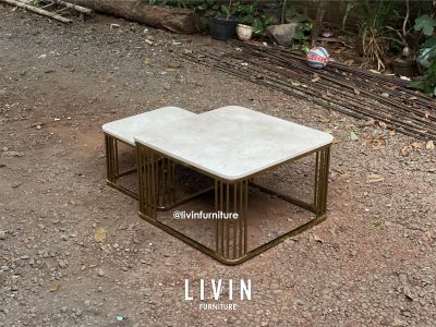 Meja Tamu Luxury Stainless Marmer Persegi Modern Mewah