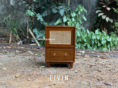 Nakas Tidur Jati Rotan 2 Laci Klasik Minimalis