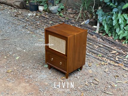 Nakas Tidur Jati Rotan 2 Laci Klasik Minimalis