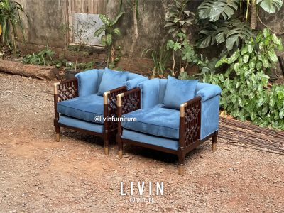 Sofa Tamu Jati Single Seater Klasik Modern Minimalis